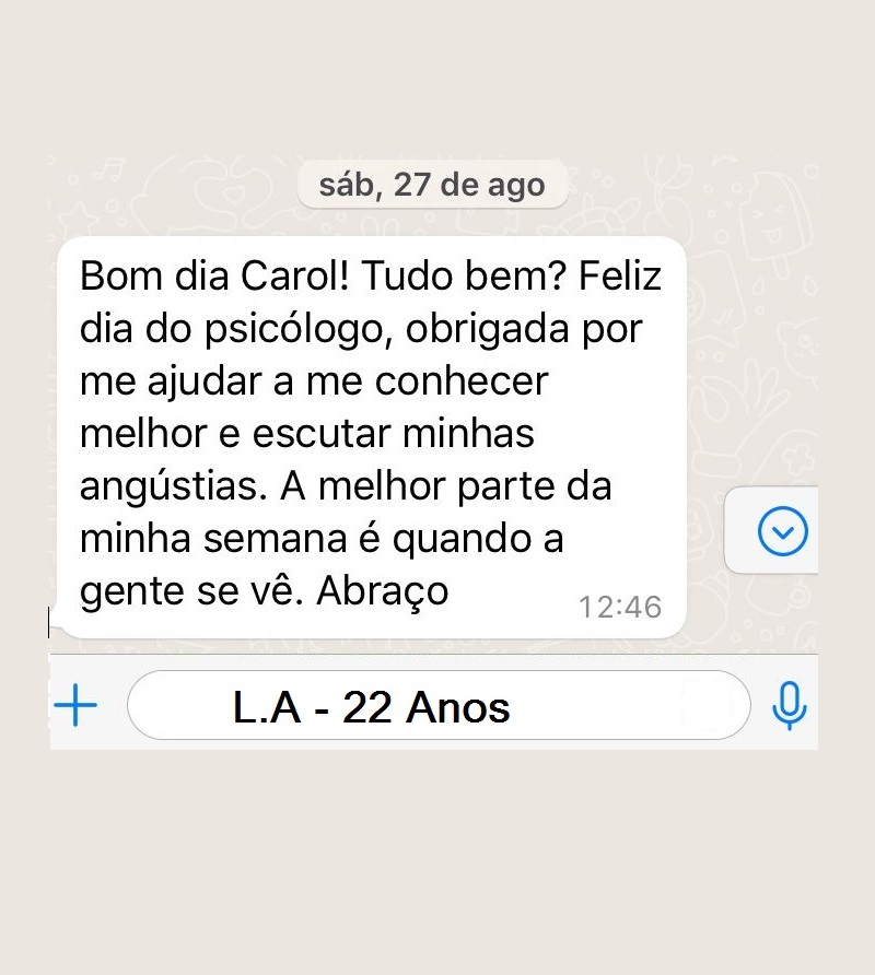 Depoimentos pacientes psicóloga carol werle 3